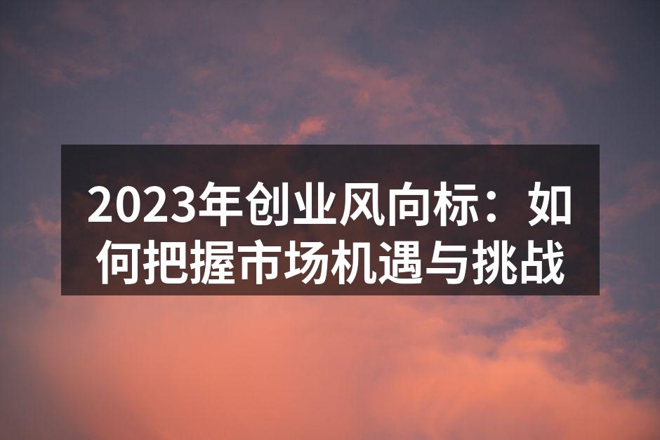 2023年创业风向标：如何把握市场机遇与挑战