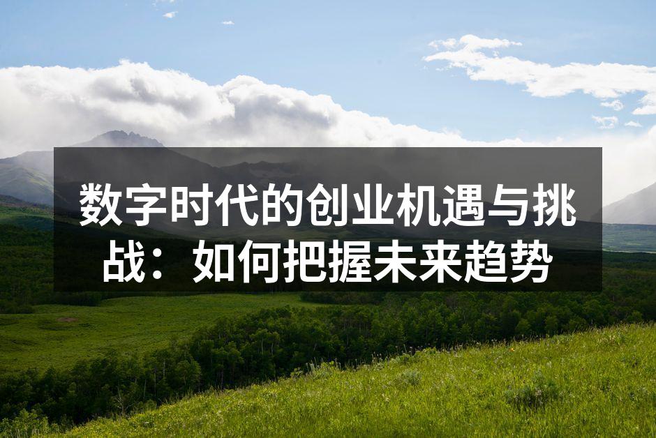 数字时代的创业机遇与挑战：如何把握未来趋势